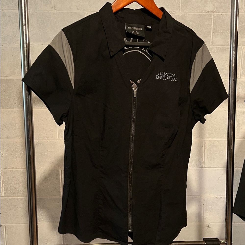 Women’s Harley-Davidson Black and Gray Zip-Up Top